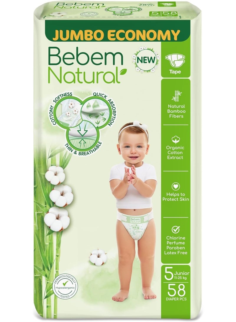 Bebem Baby Diapers by Bebem Natural, 58 pieces, Junior size 5 - Image 1